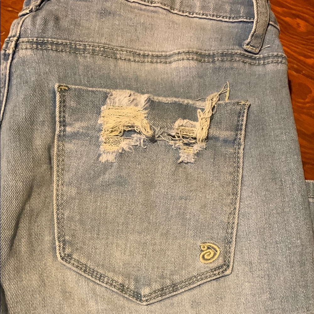 Indigo Rein Blue Boot Cut Jeans with Distressed Details